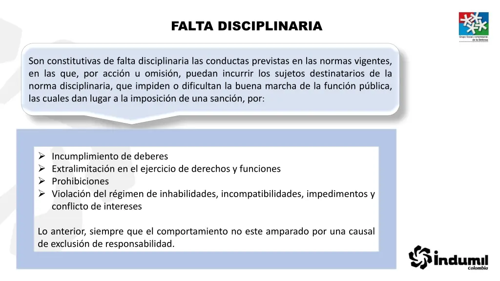 falta disciplinaria