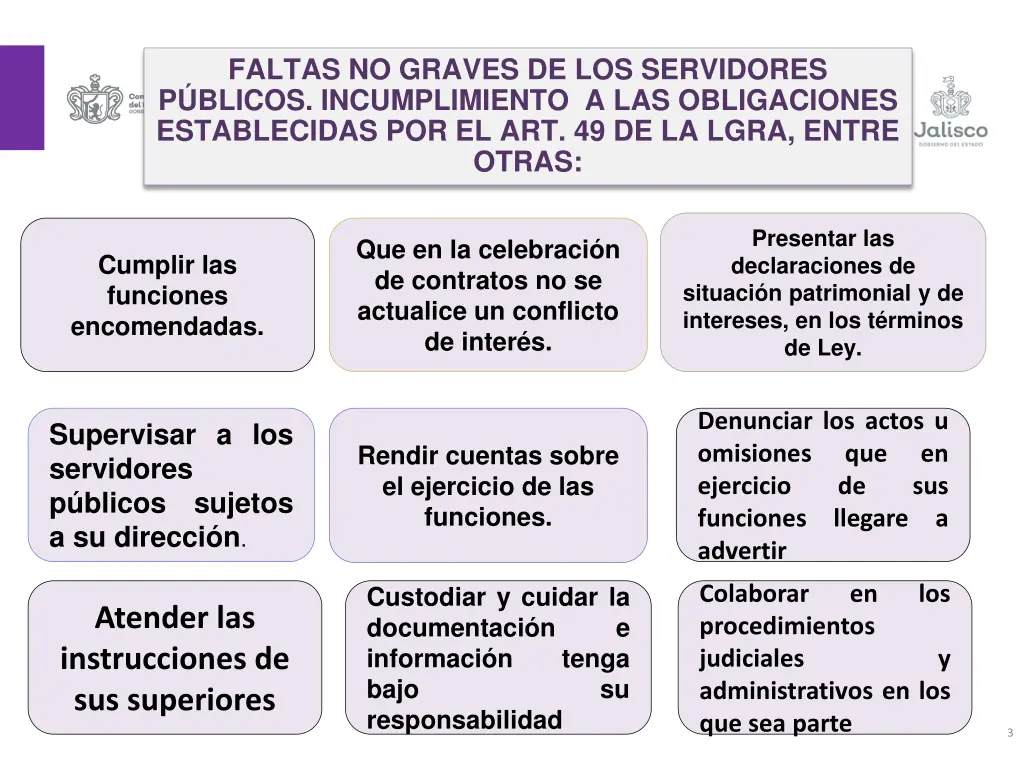 faltas no graves de los servidores p blicos