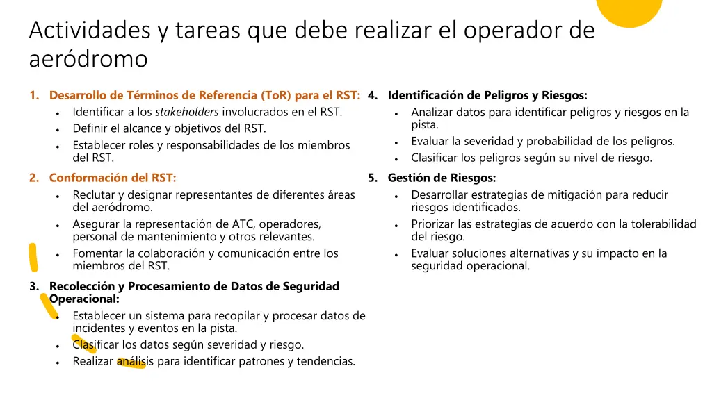 actividades y tareas que debe realizar