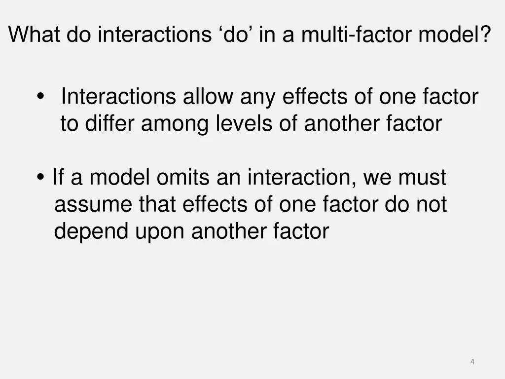 what do interactions do in a multi factor model