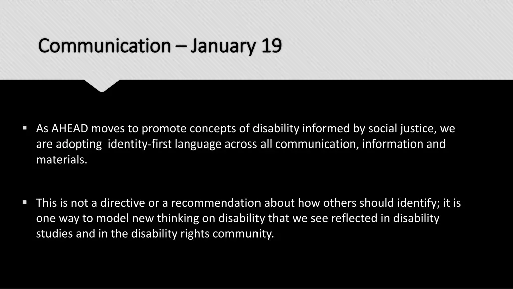 communication communication january 19