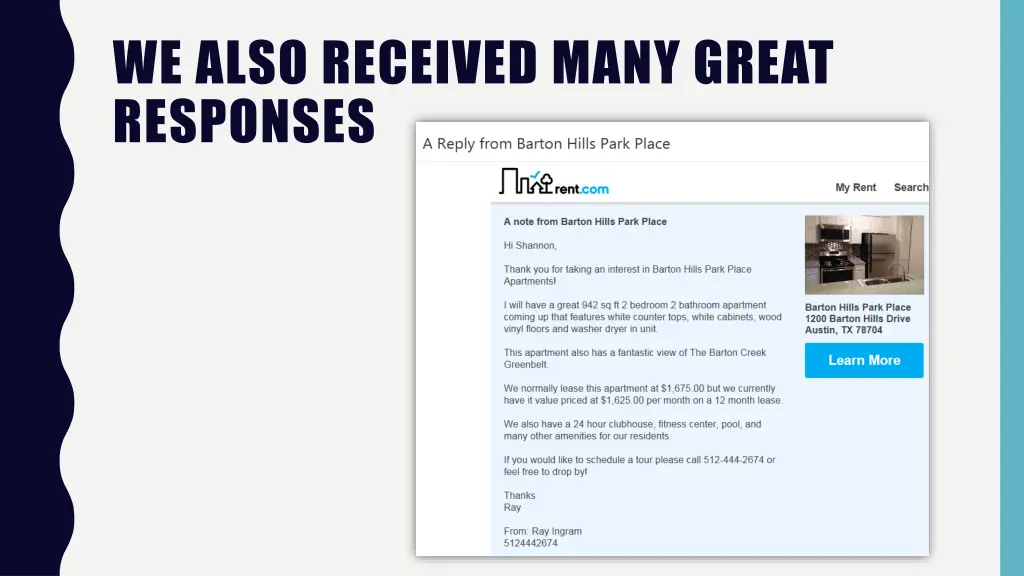 we also received many great responses