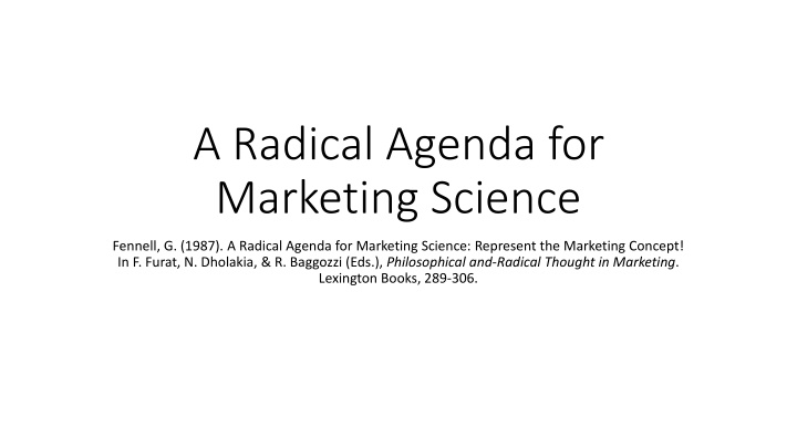 a radical agenda for marketing science
