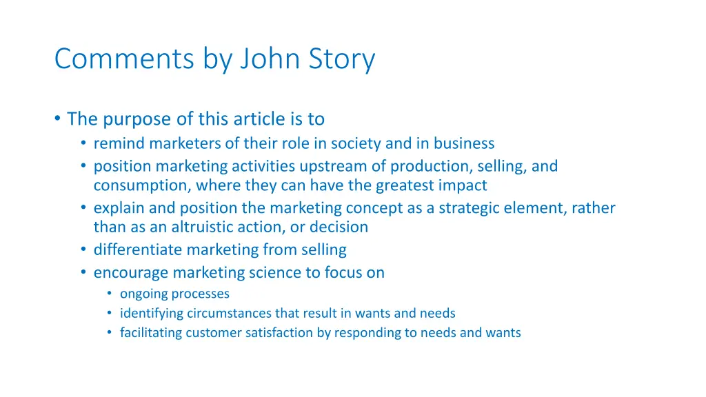 comments by john story