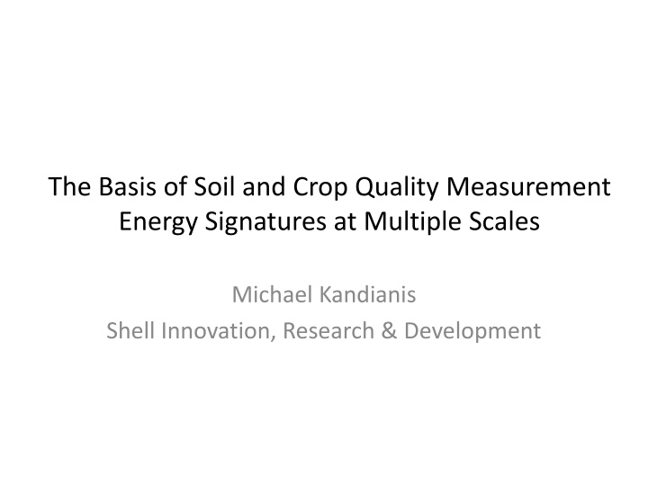 the basis of soil and crop quality measurement