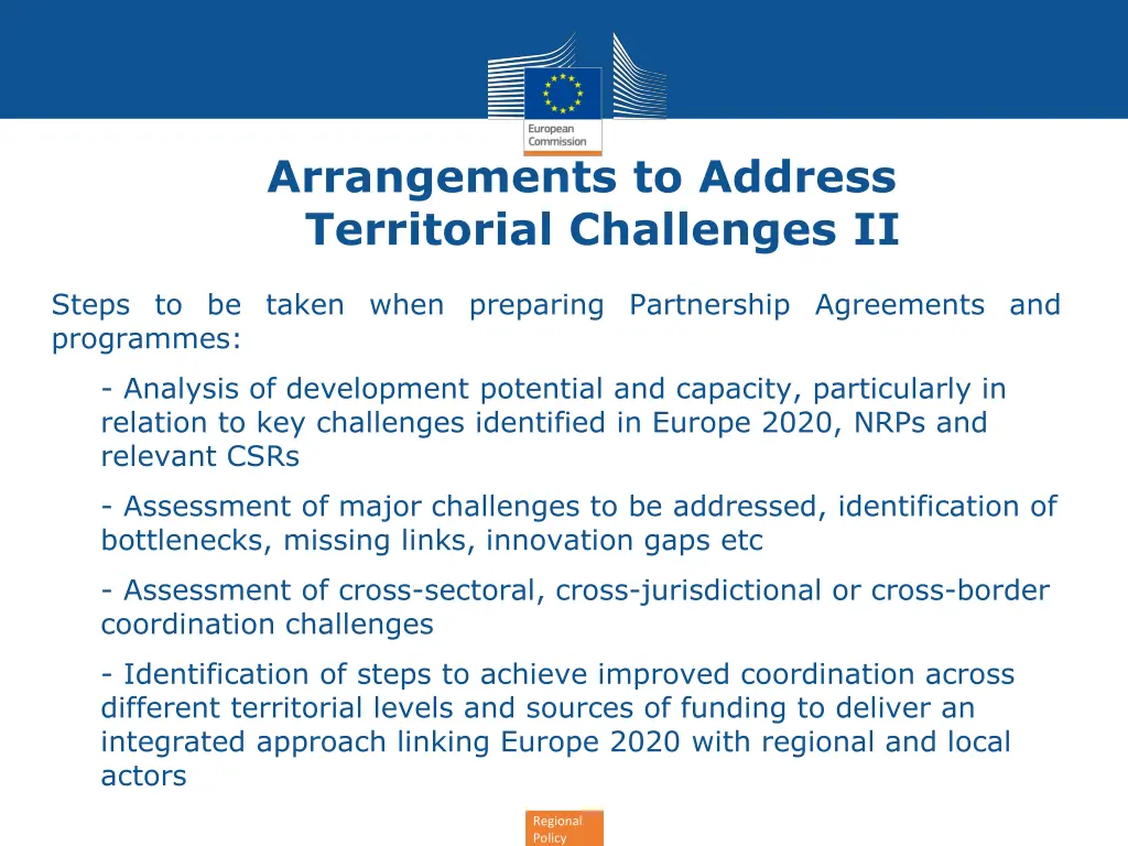 arrangements to address territorial challenges ii