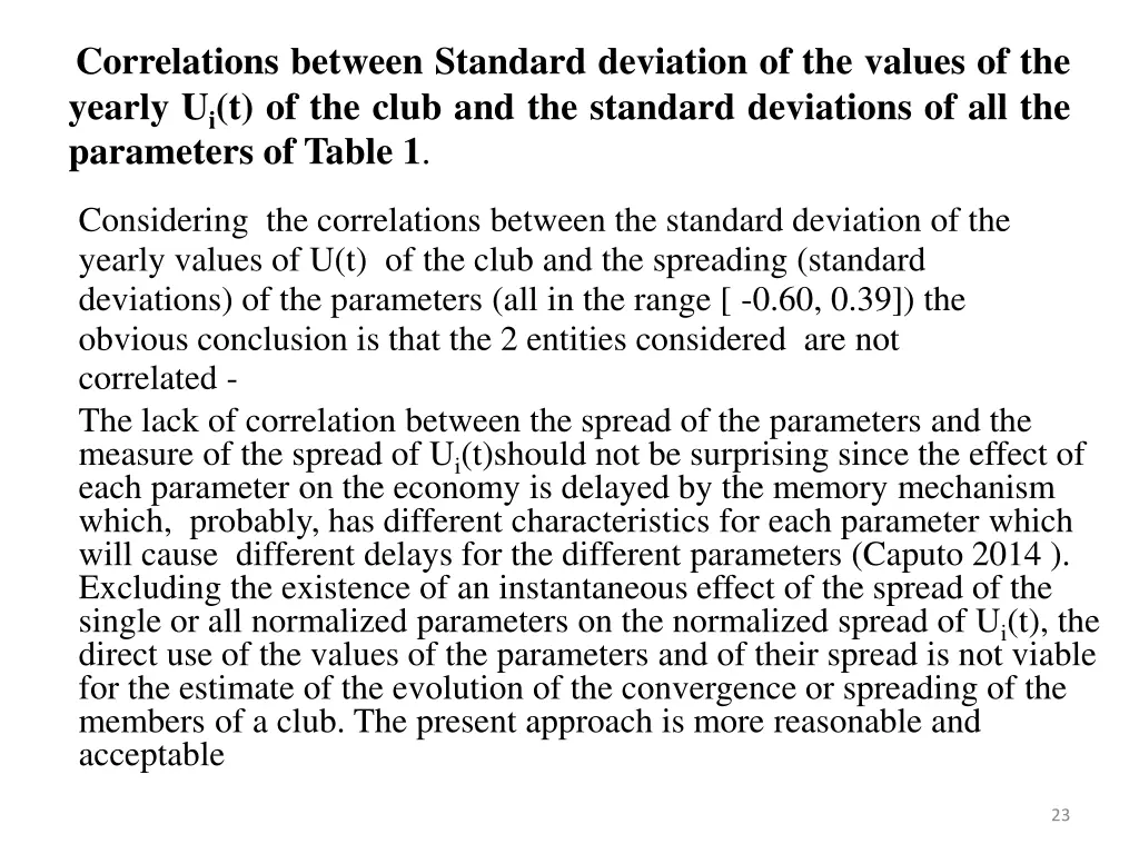 correlations between standard deviation