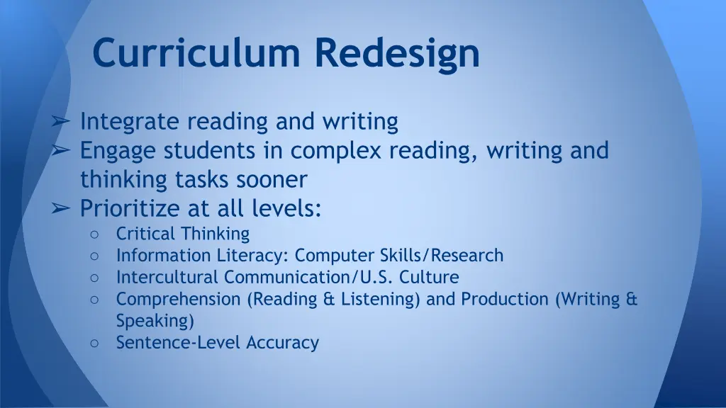 curriculum redesign