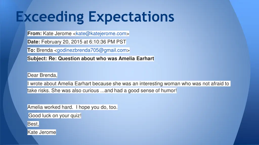 exceeding expectations 1