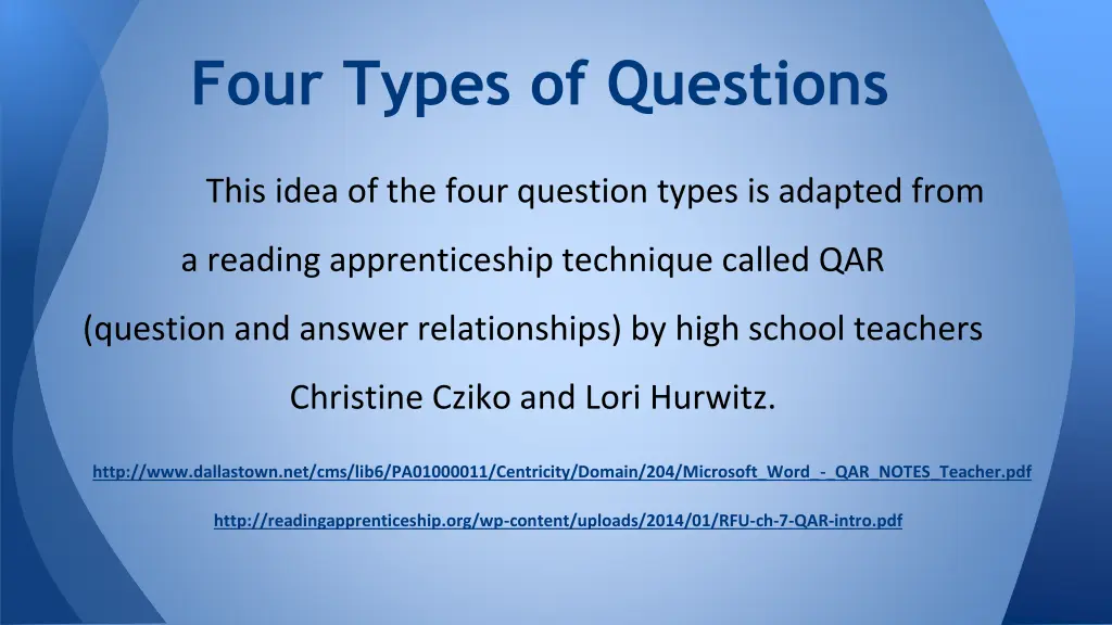 four types of questions 1