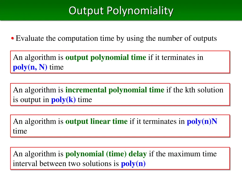 output polynomiality