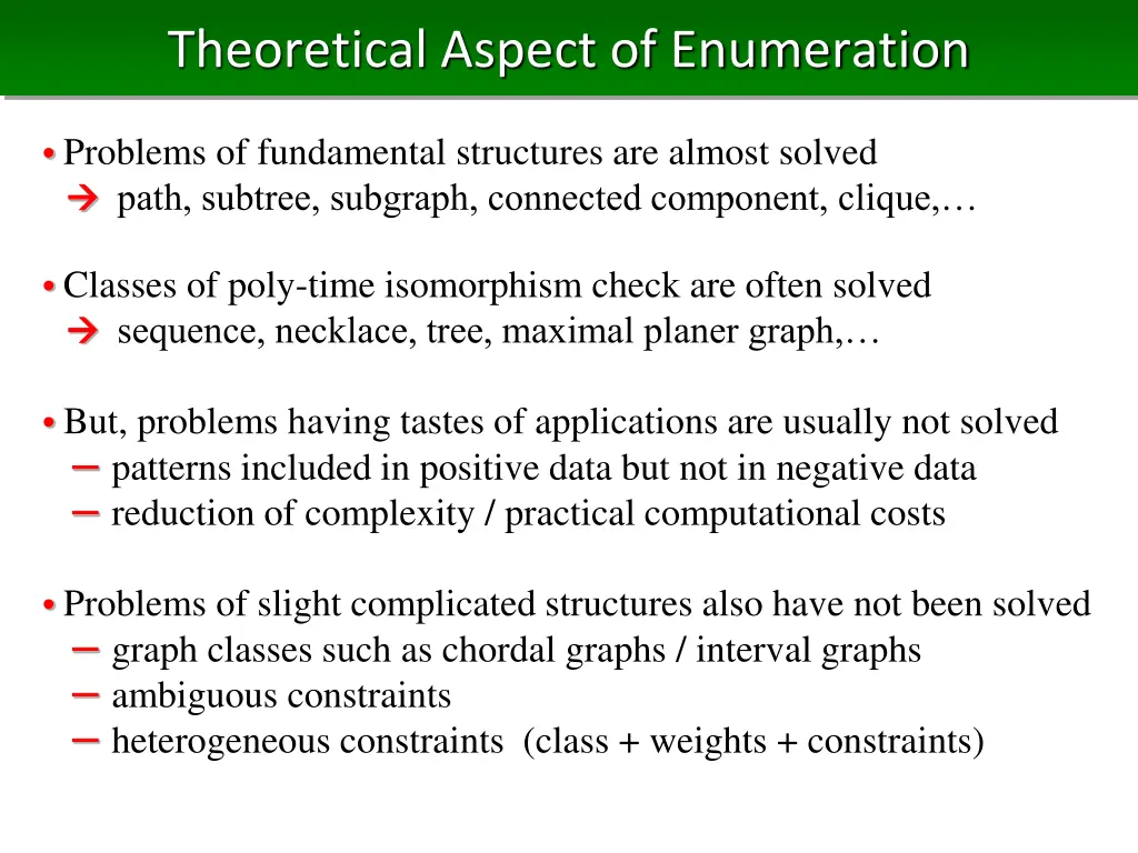 theoretical aspect of enumeration