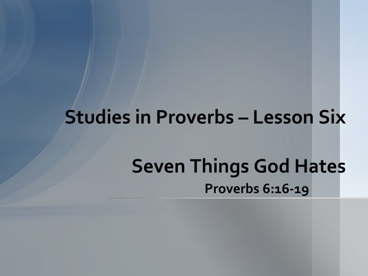 studies in proverbs lesson six