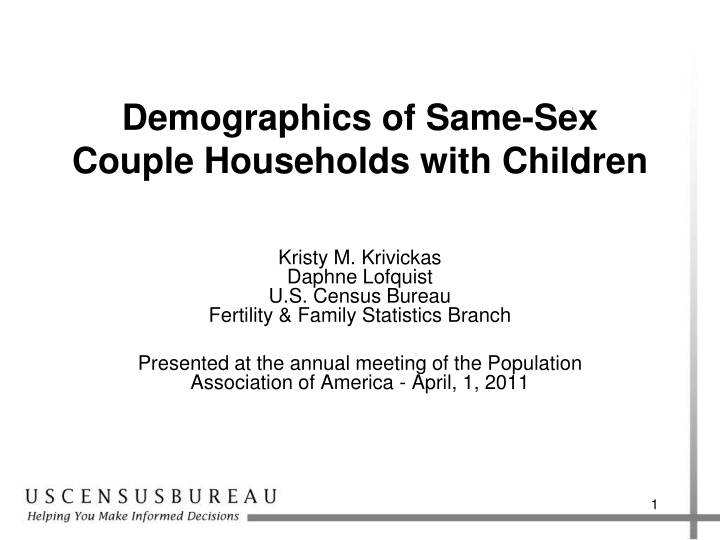 demographics of same sex couple households with