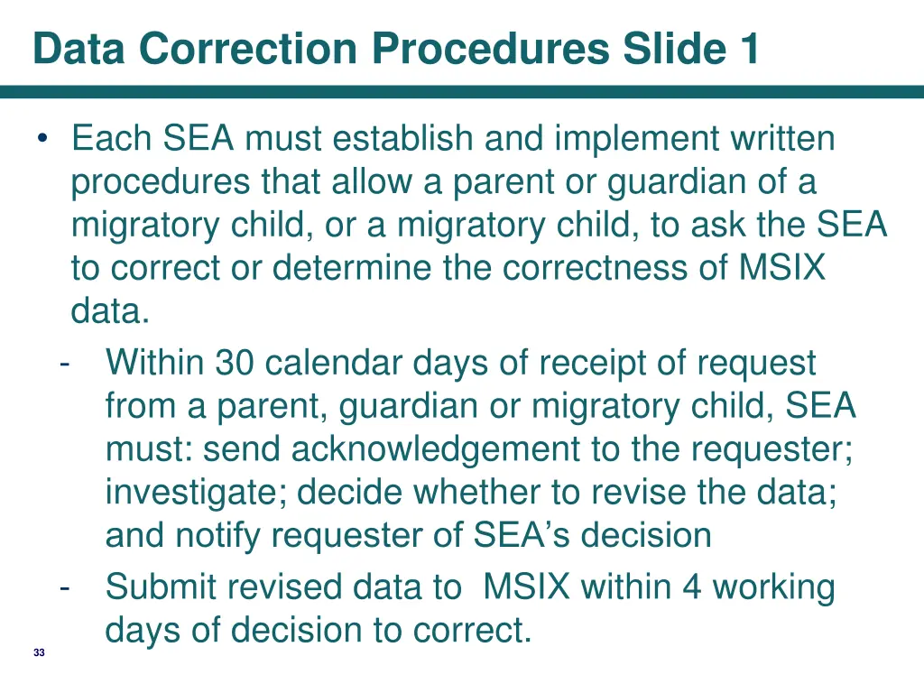 data correction procedures slide 1
