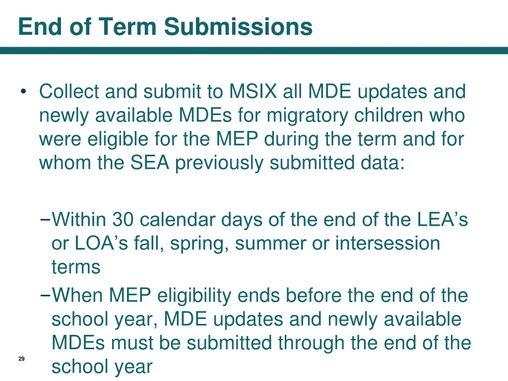 end of term submissions