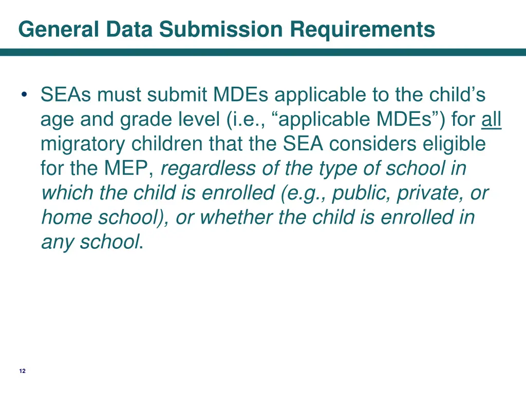 general data submission requirements