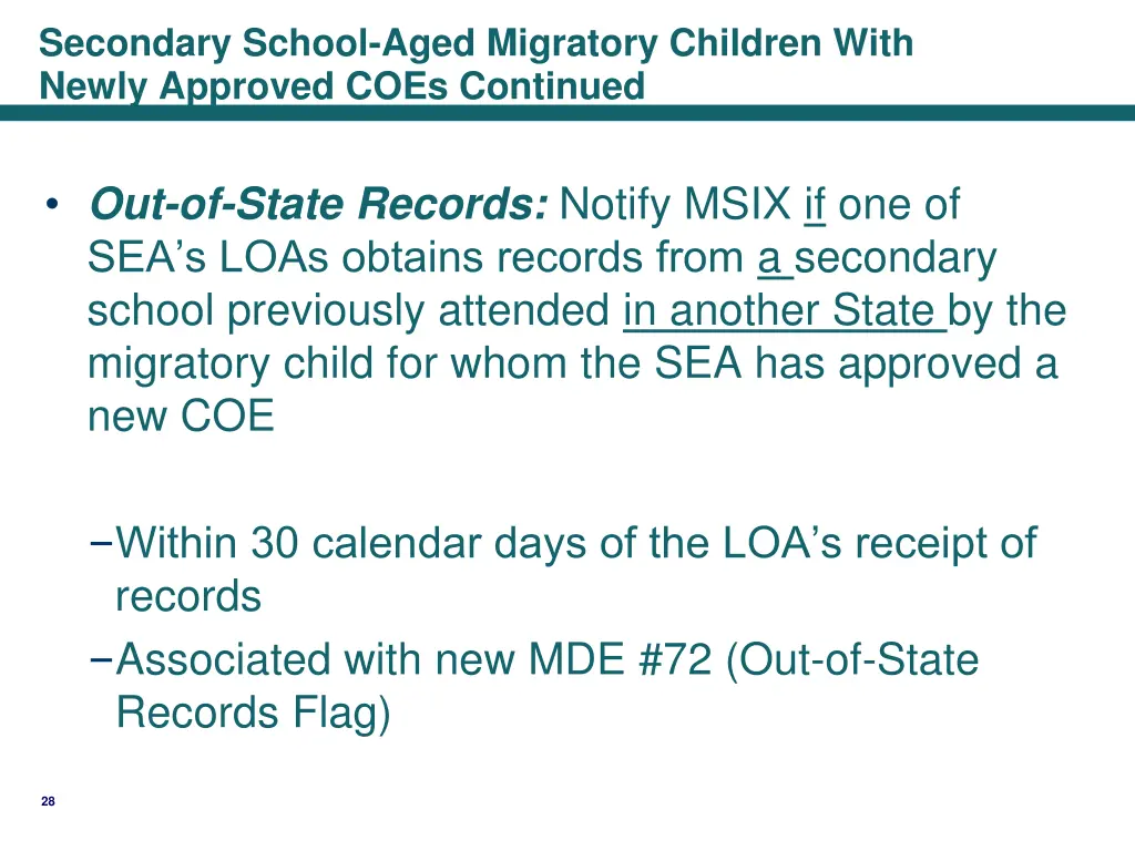 secondary school aged migratory children with 1