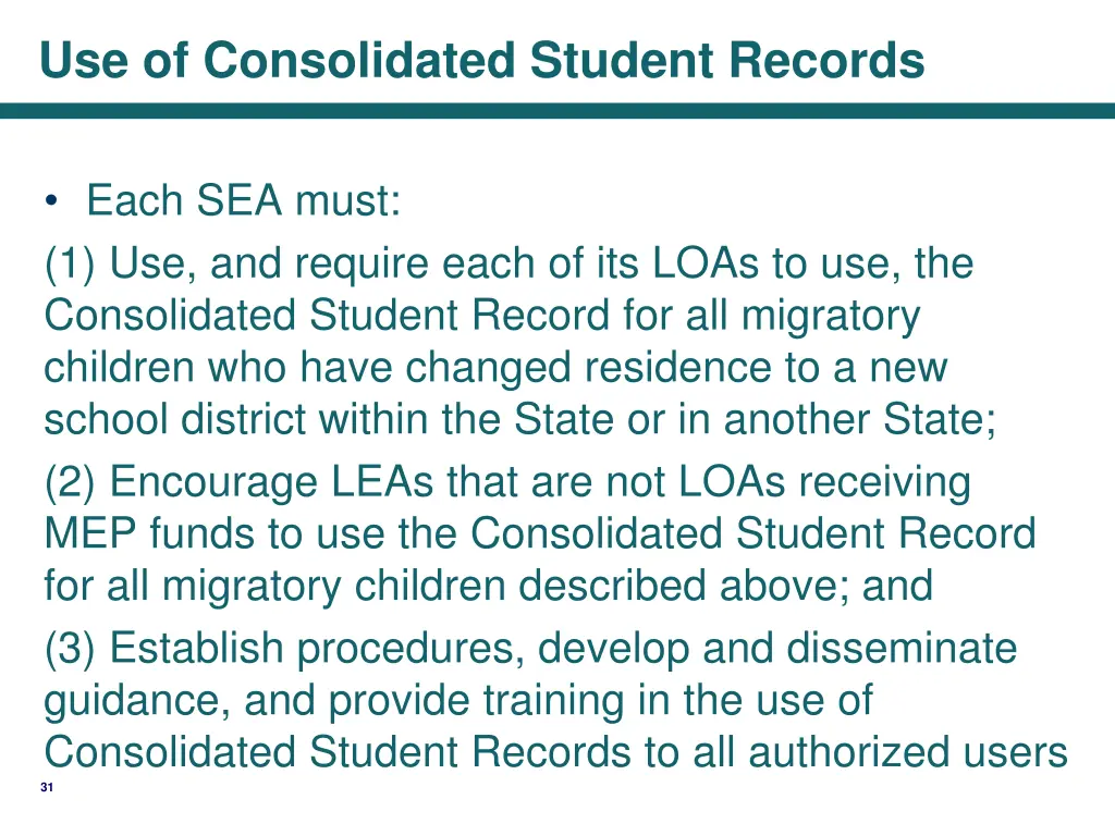 use of consolidated student records