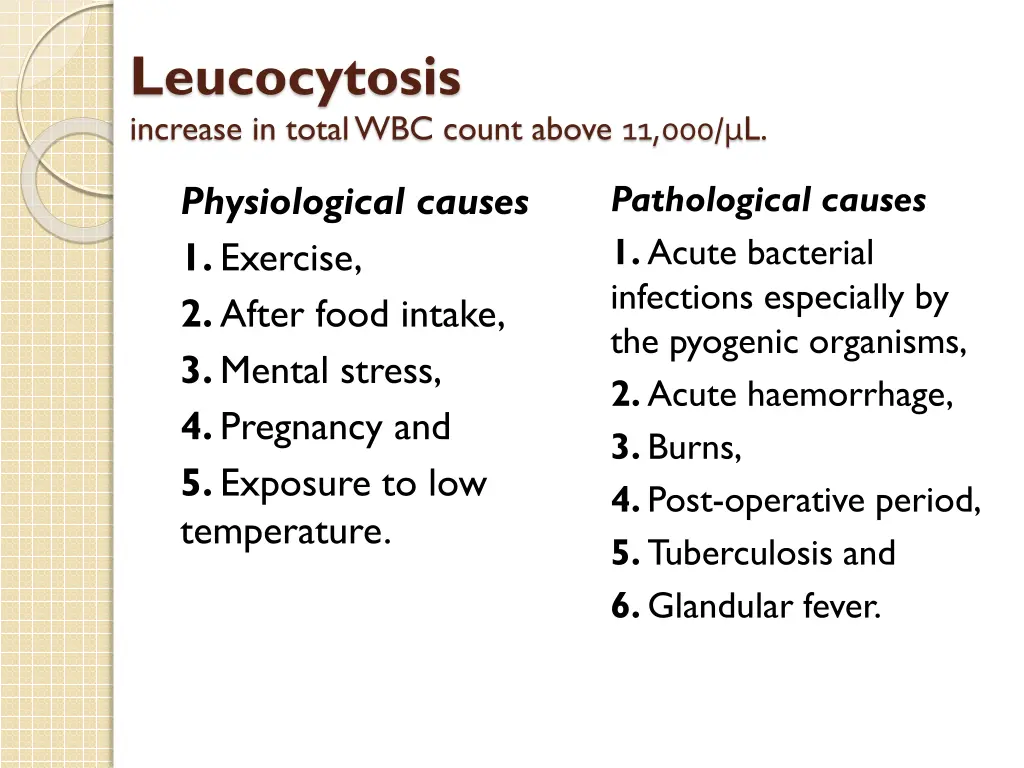 leucocytosis increase in total wbc count above