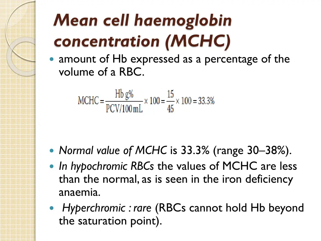 mean cell haemoglobin concentration mchc amount
