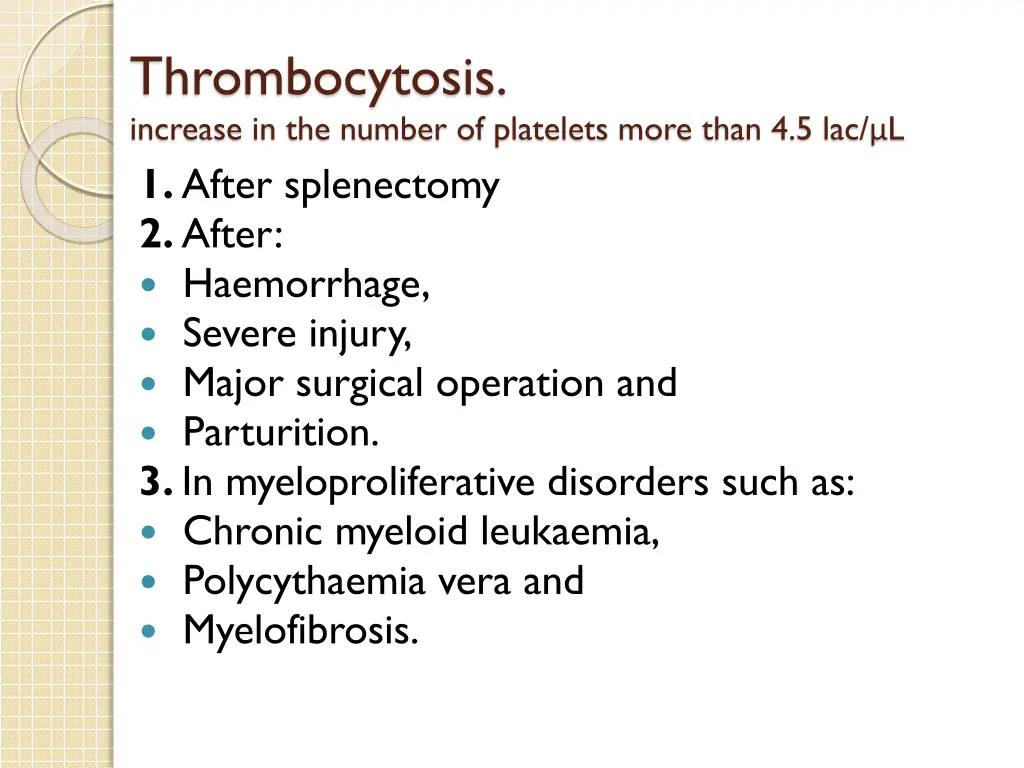thrombocytosis increase in the number