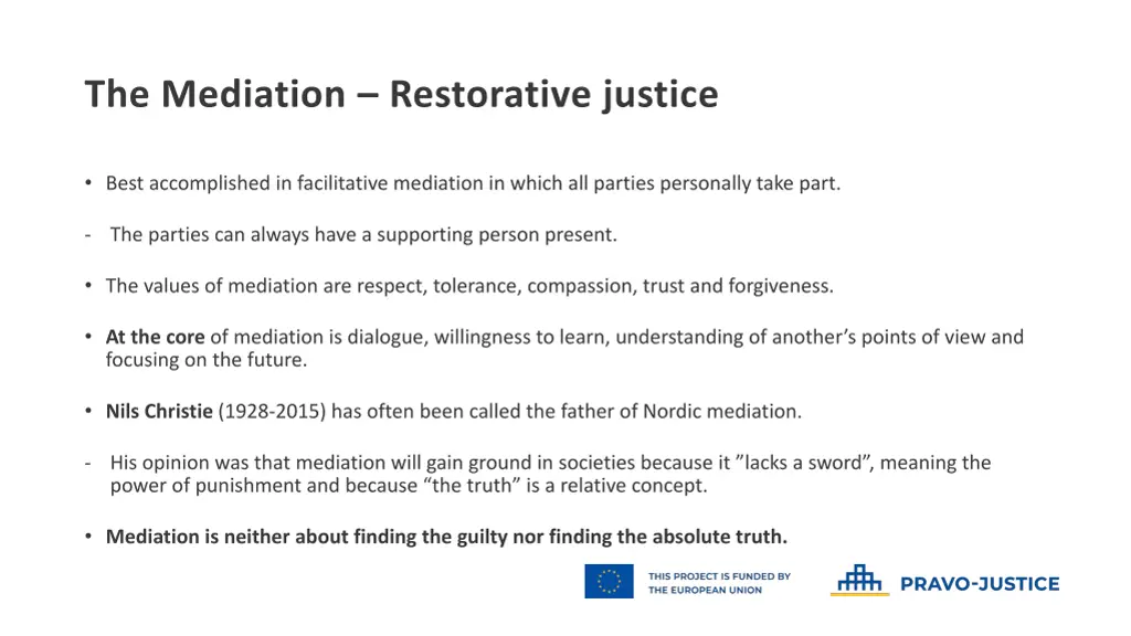 the mediation restorative justice