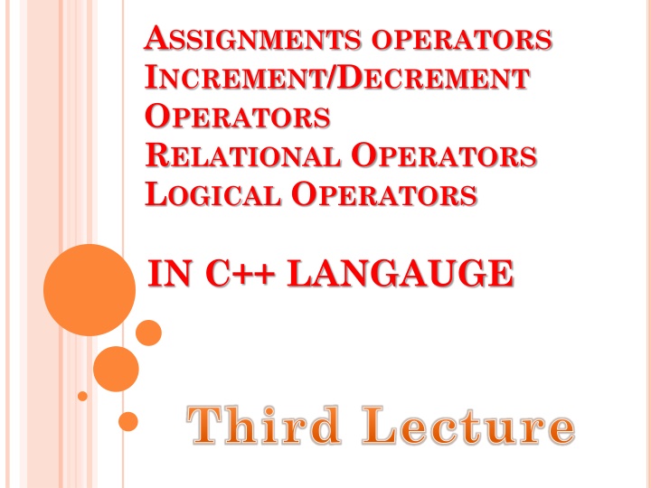 a ssignments operators i ncrement d ecrement