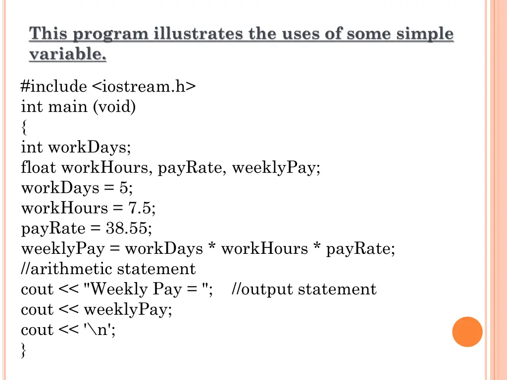 this program illustrates the uses of some simple