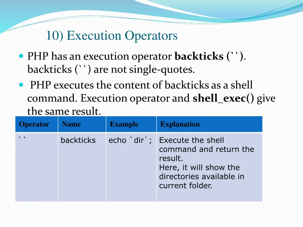 10 execution operators