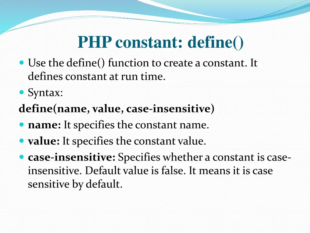 php constant define