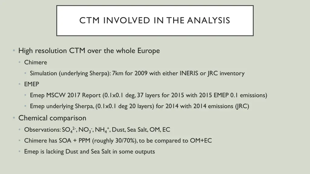ctm involved in the analysis