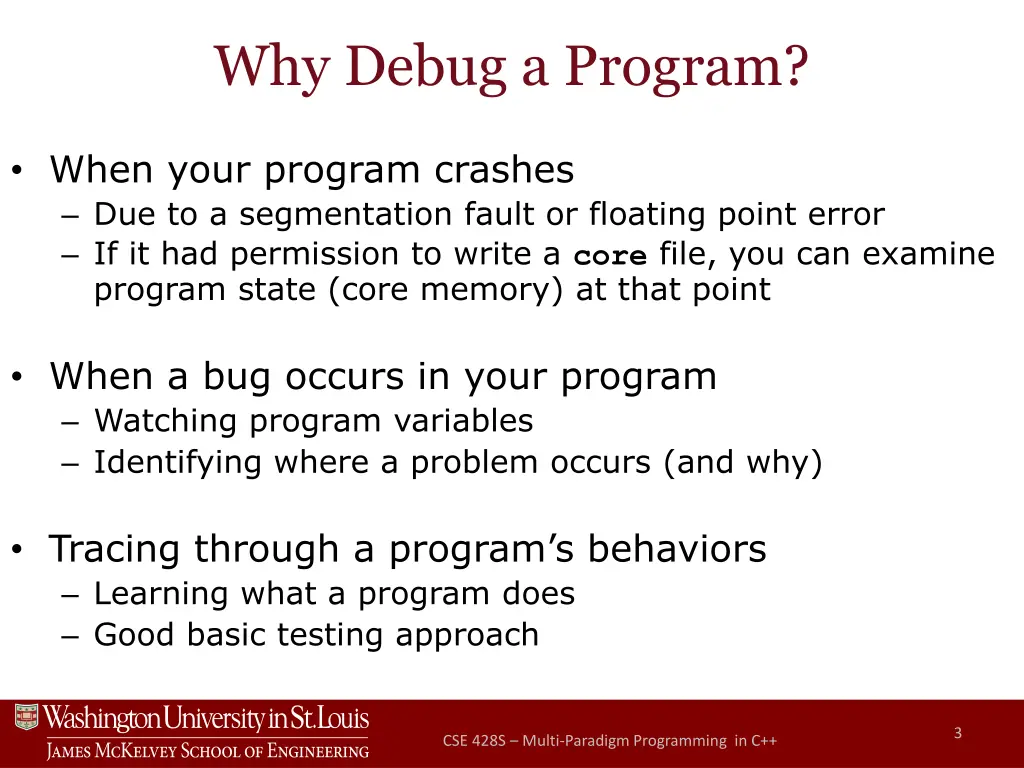why debug a program