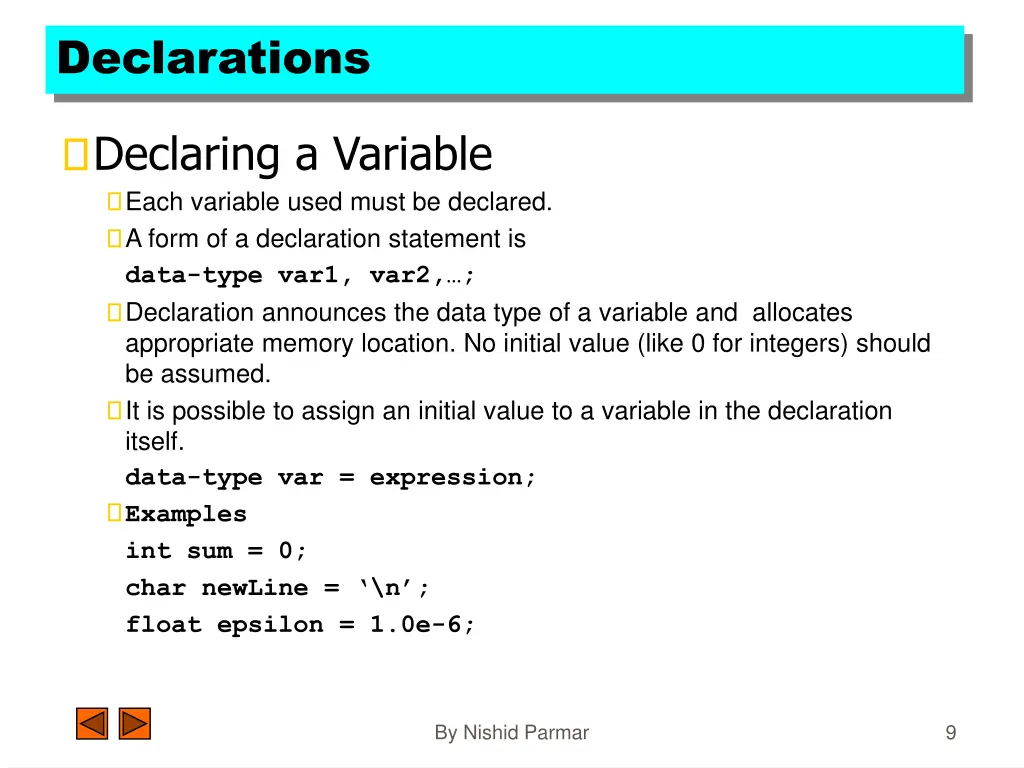 declarations