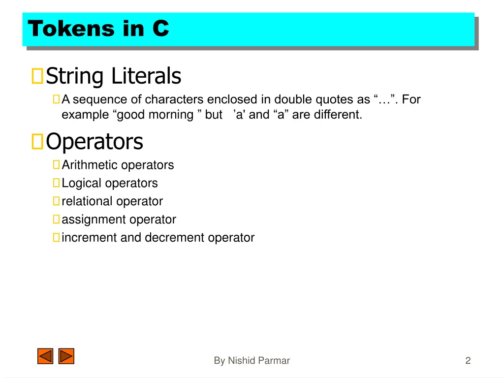 tokens in c 1