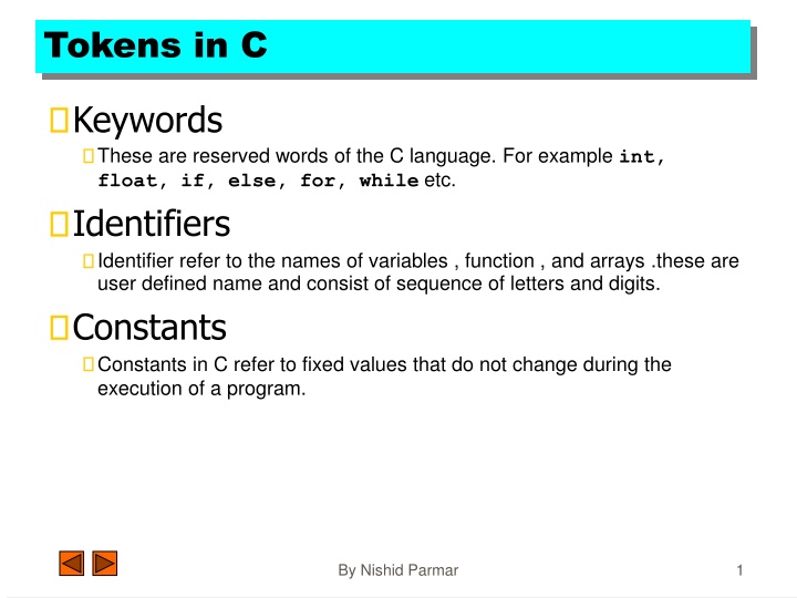 tokens in c