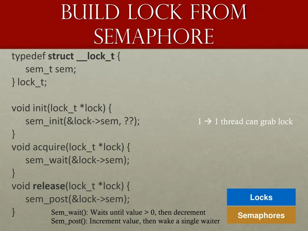 build lock from semaphore typedef struct lock