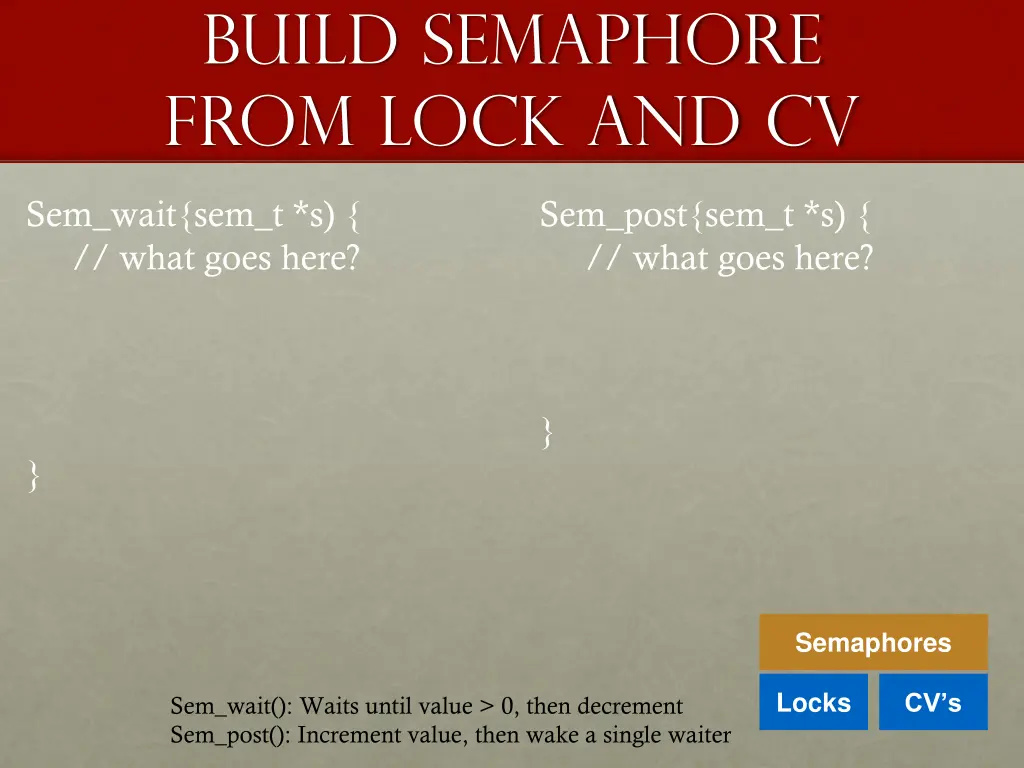 build semaphore from lock and cv 2