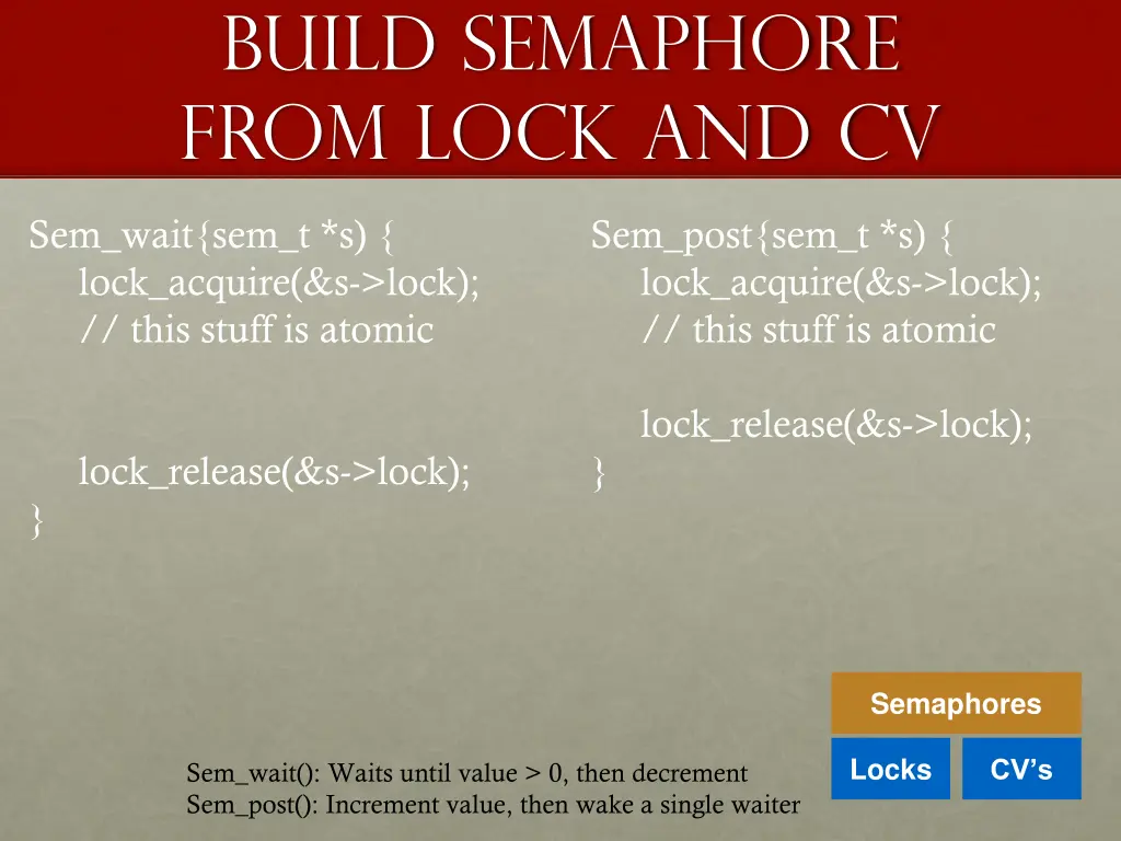 build semaphore from lock and cv 3