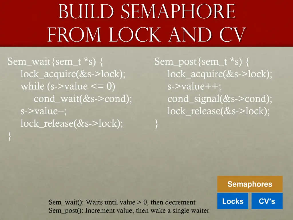 build semaphore from lock and cv 5