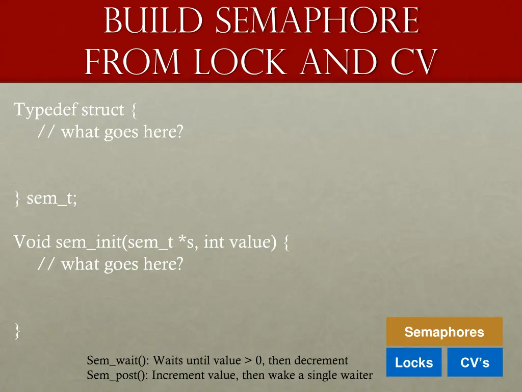 build semaphore from lock and cv