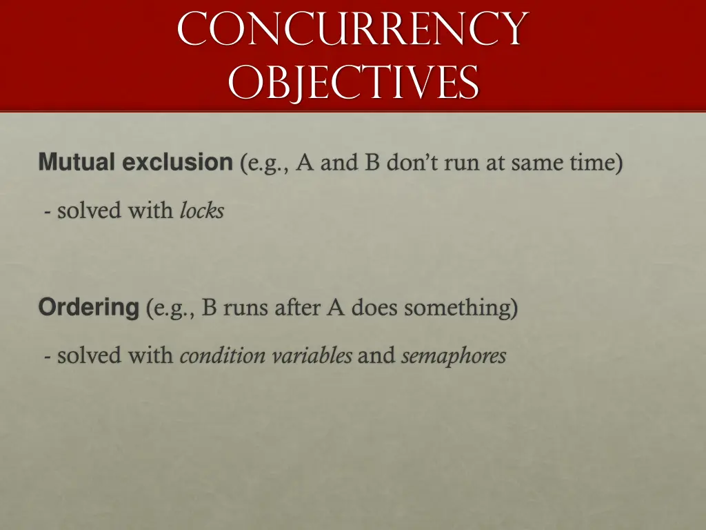 concurrency objectives