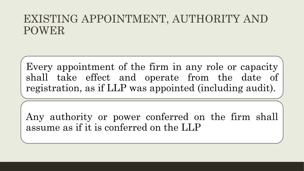 existing appointment authority and power
