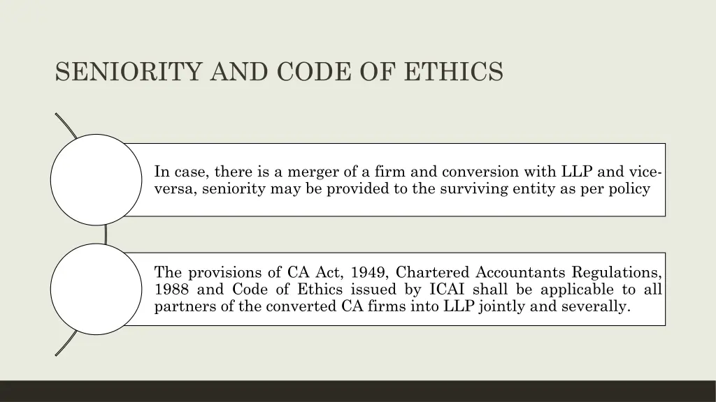 seniority and code of ethics