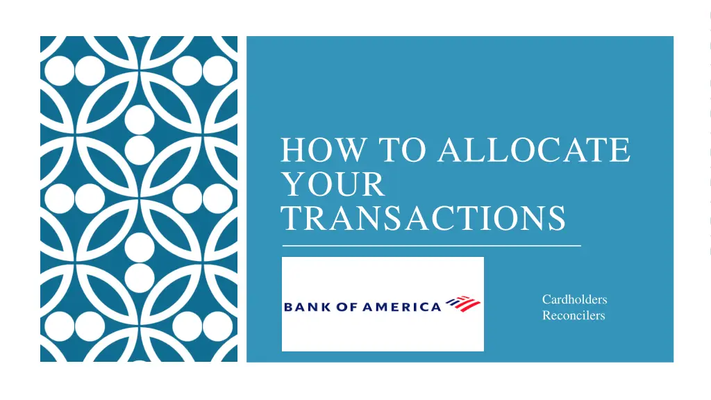 how to allocate your transactions