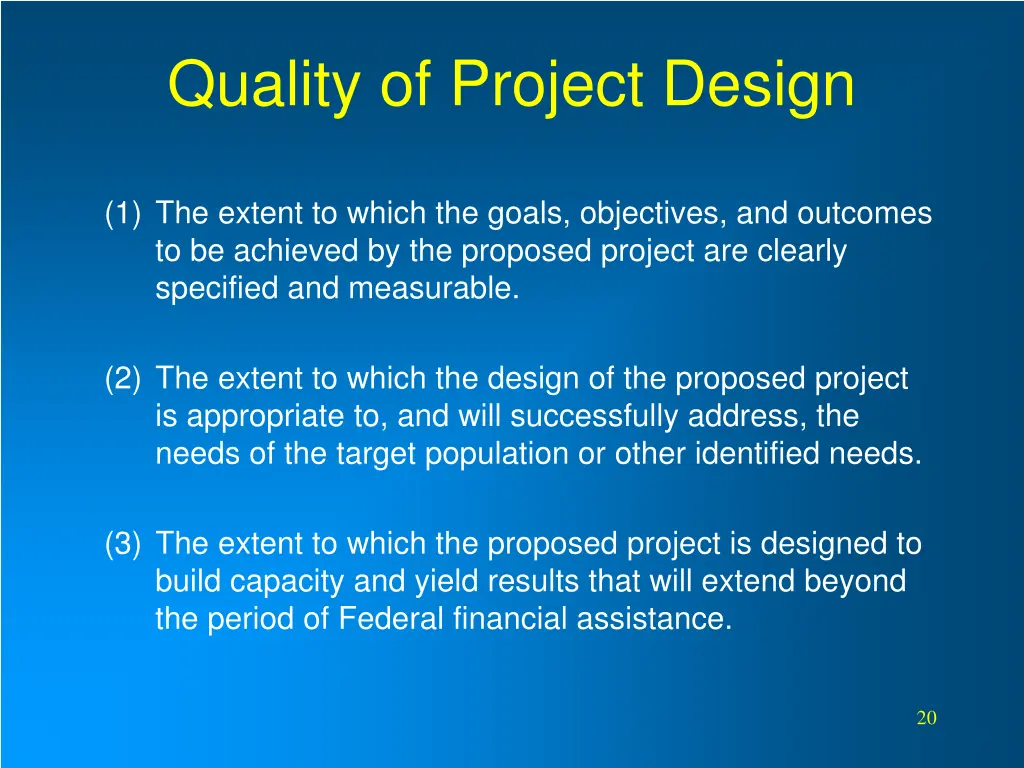 quality of project design