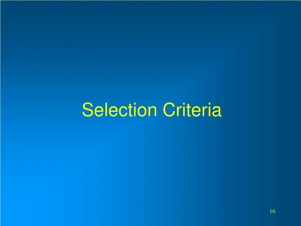 selection criteria