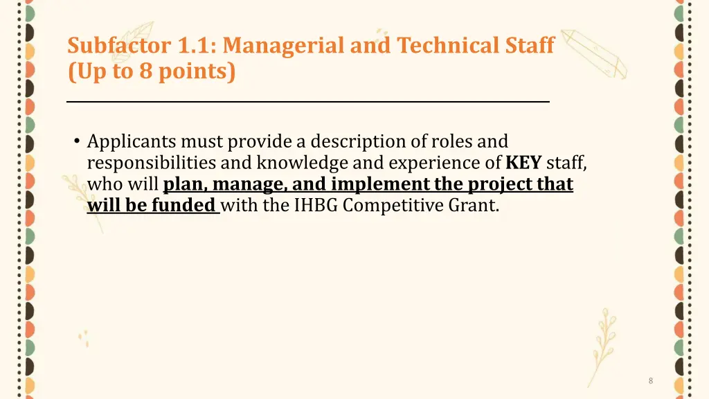 subfactor 1 1 managerial and technical staff