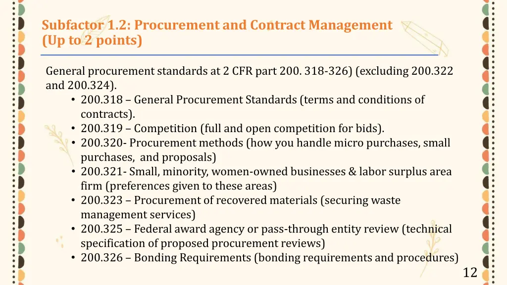 subfactor 1 2 procurement and contract management 1