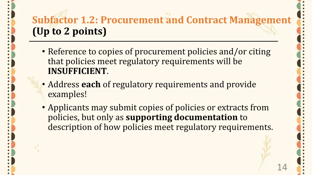 subfactor 1 2 procurement and contract management 3